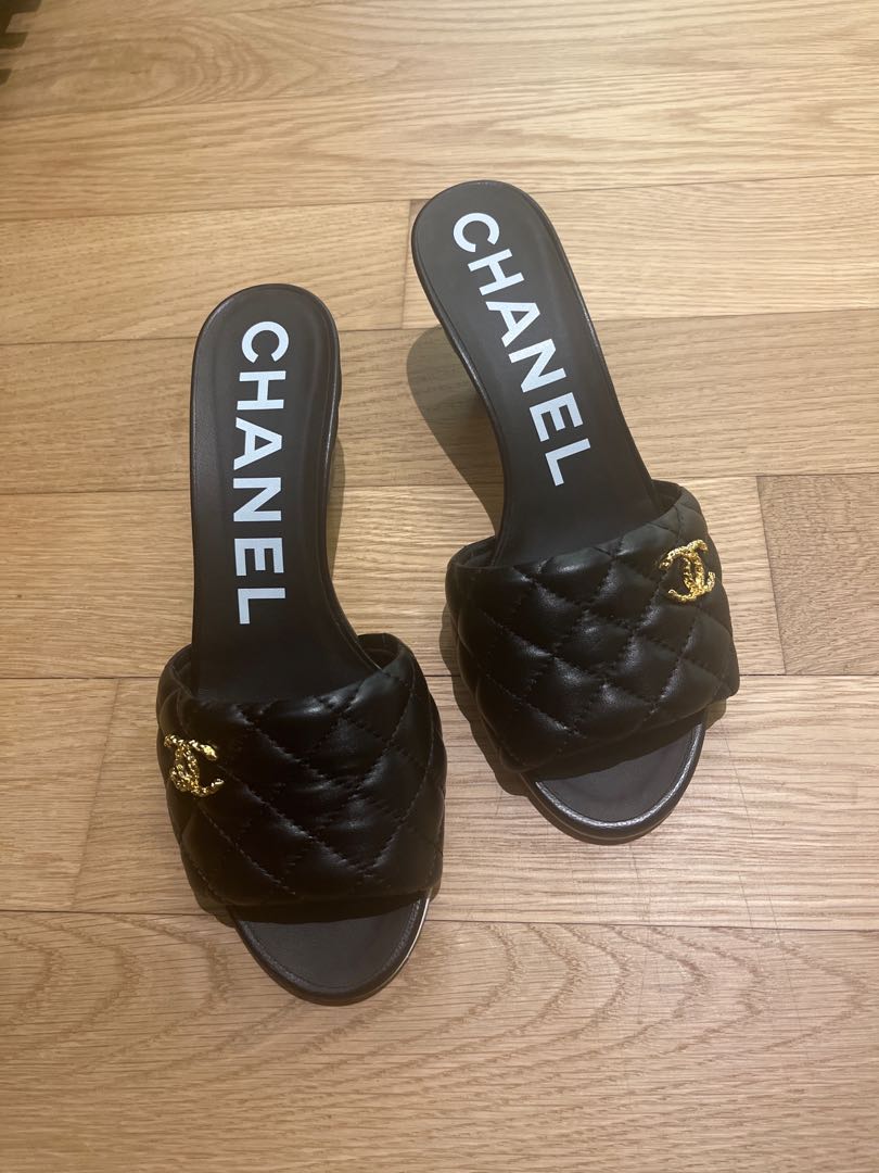 Chanel lambskin mules in black, Women's Fashion, Footwear, Heels on  Carousell