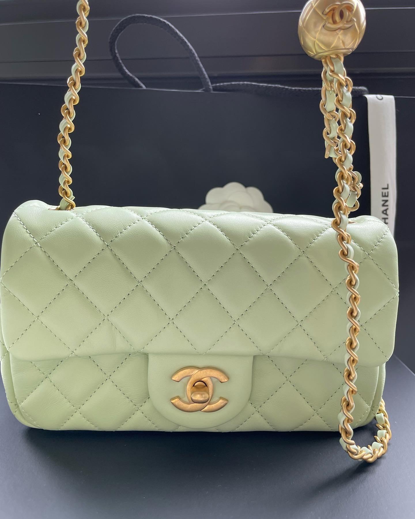 Chanel Yellow 2023 Mini Pearl Crush Flap Bag