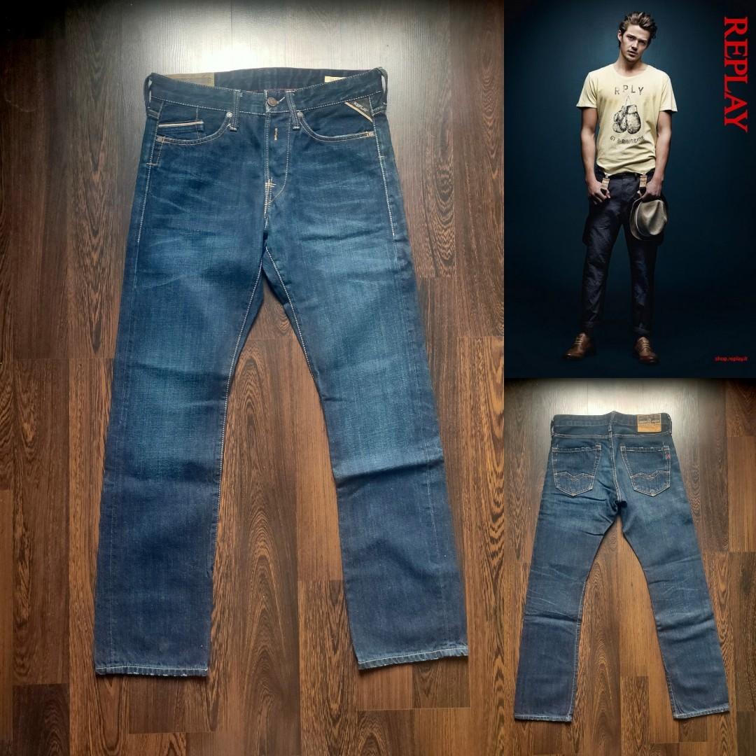 CLASSIC REPLAY BLUE JEANS | Waitom Slim Straight Denim, Men's ...