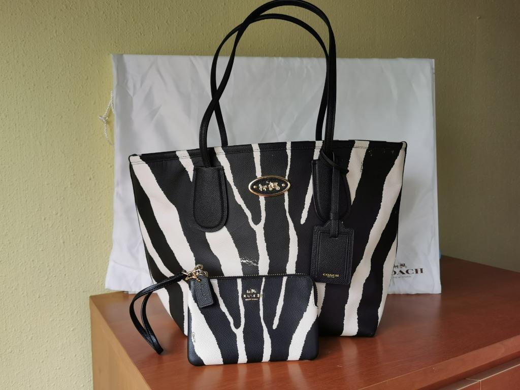 Zebra print coach purse sales