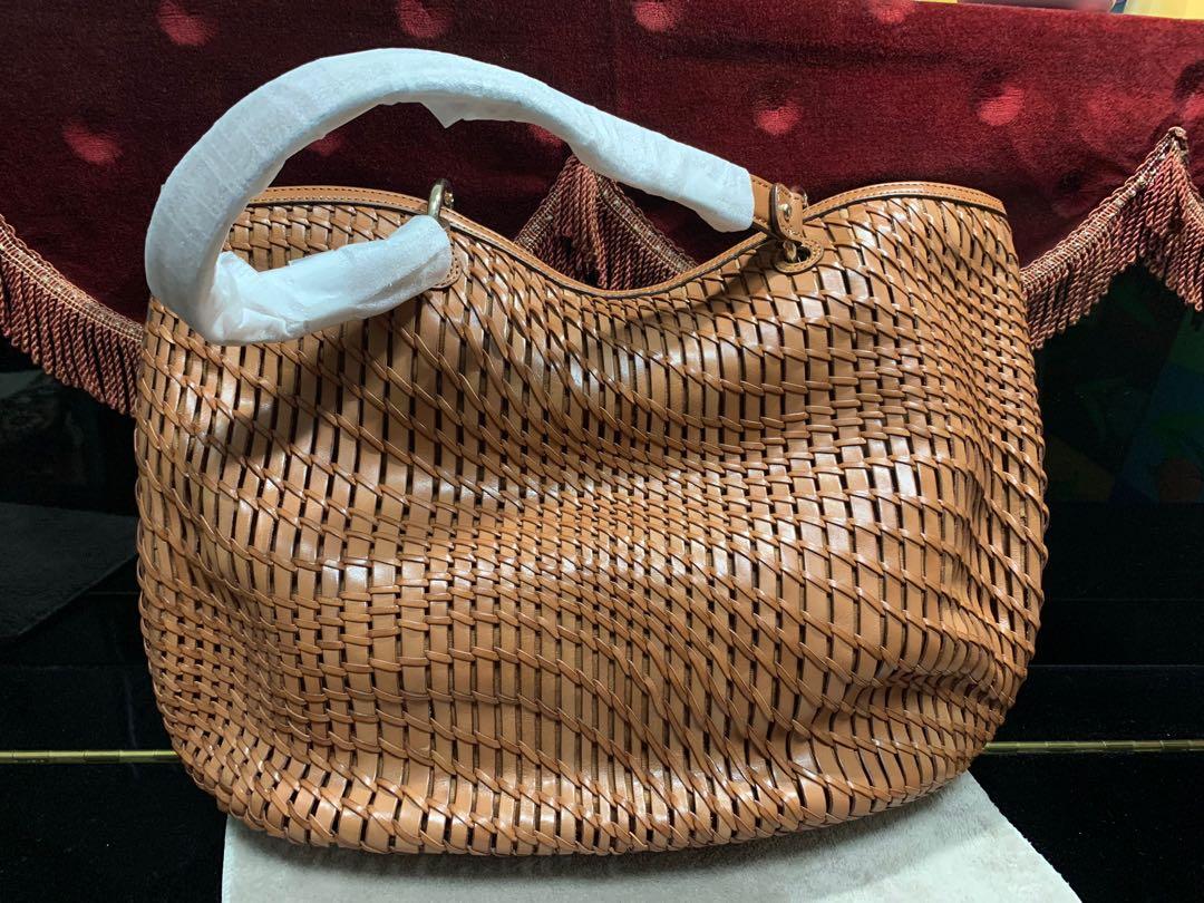 Cole haan genevieve best sale woven leather tote bag