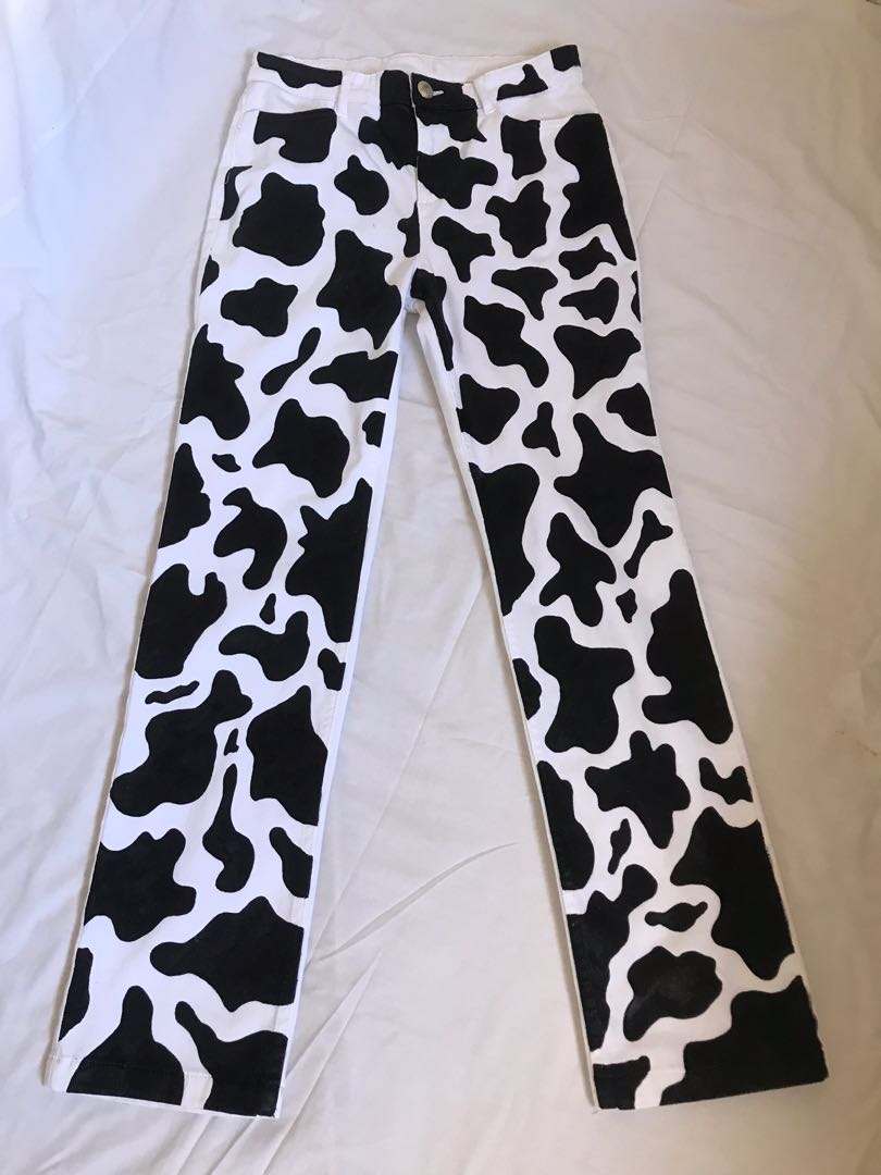 cow-print pants (hand-painted), Women's Fashion, Bottoms, Jeans on ...