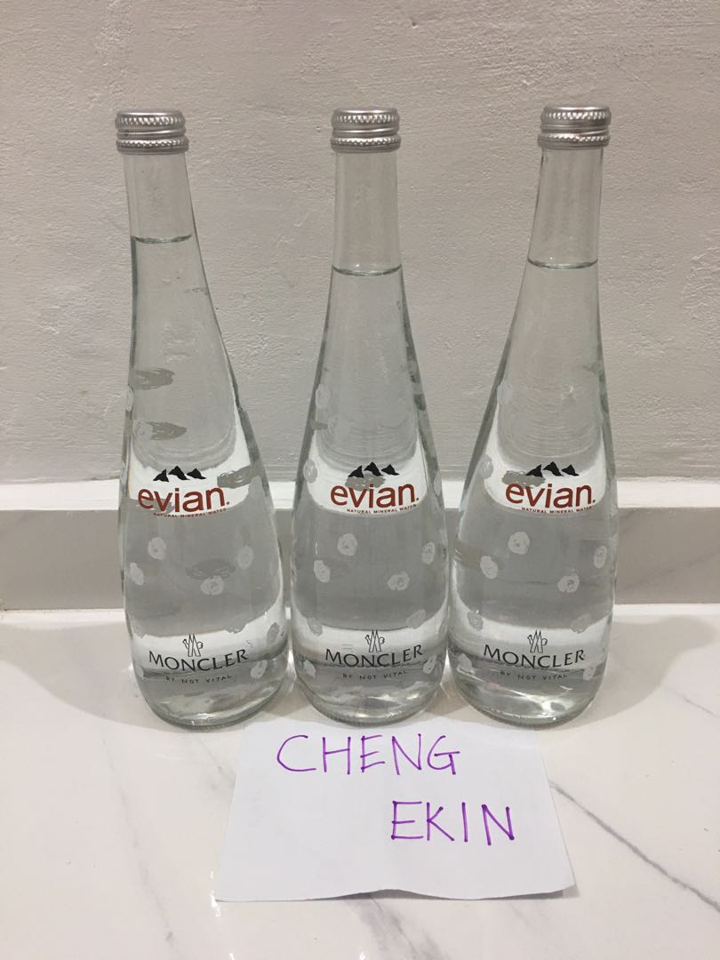 Evian X Moncler limited edition glass bottle, Luxury, Accessories on