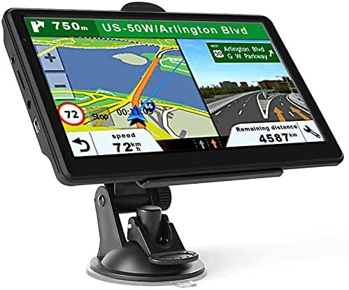 Sat Nav 7 Inch Car GPS Navigation System 8GB with HD Touchscreen+Real Voice Speed Camera Alerts & POI Lane Assistance Pre-Installed 2019 Europe UK Ireland Maps with Free Lifetime Map Updates 