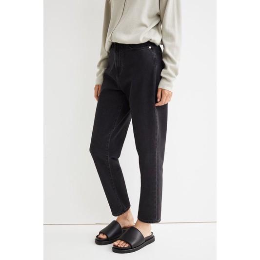 H\u0026M Mom Jeans in black, Fesyen Wanita 