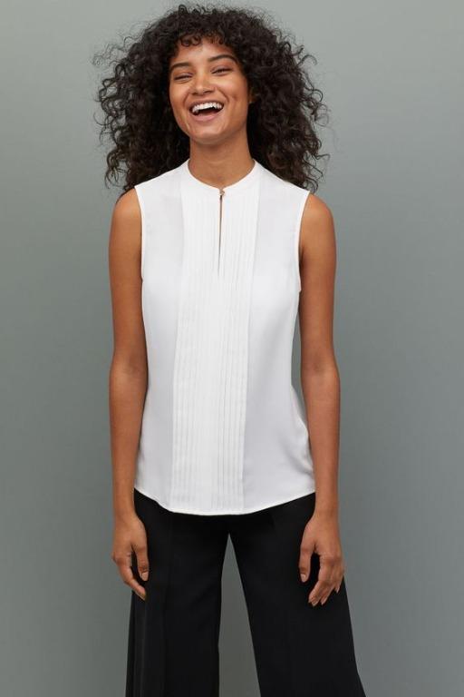 H&m white sleeveless blouse hot sale