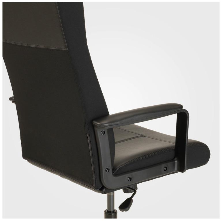 IKEA MILLBERGET Swivel chair, Bomstad black (peeling leather on arm