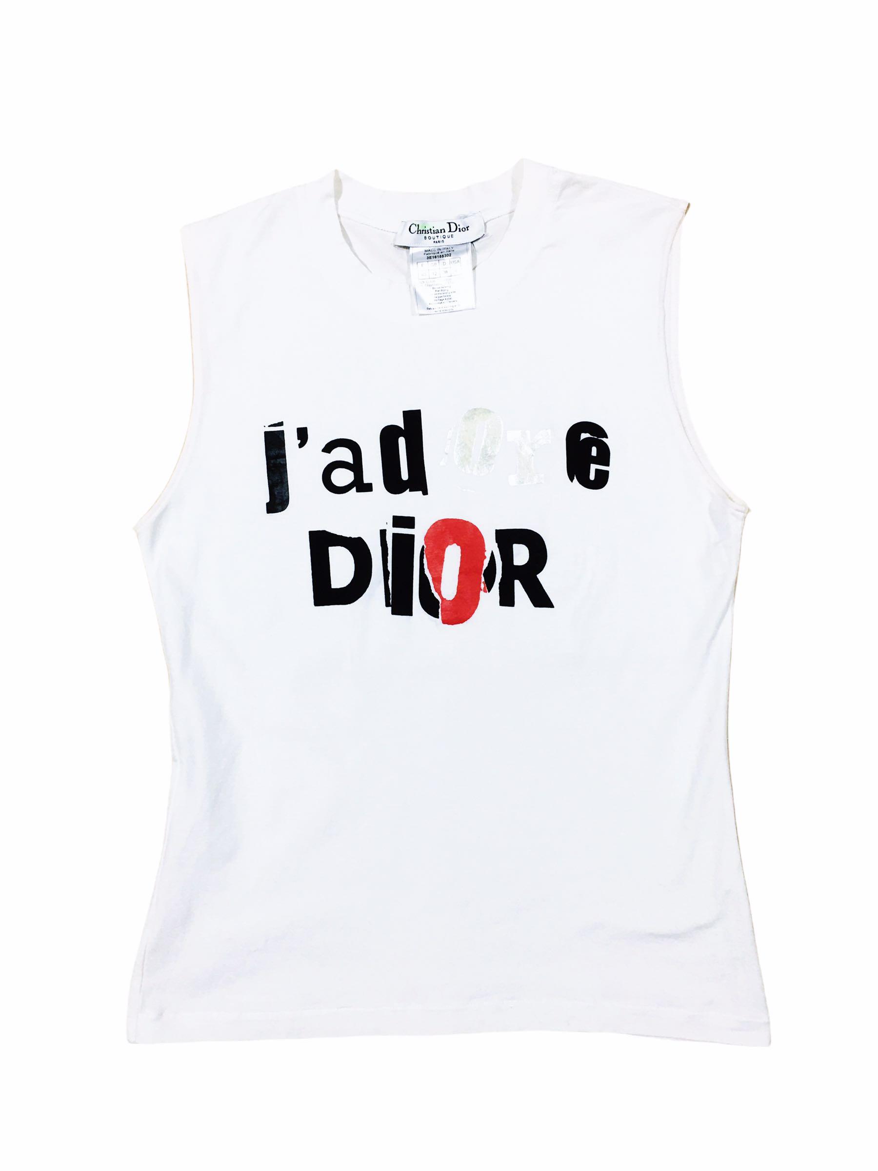 ⚜️J’adore Dior Tank top (Category: Luxury Apparel) located in Makati City. Submitted by 90sangel (Listing ID 1142488213, Image 2). Description: •Item: J’adore Dior tank very RARE •Size: S-M only •Condition: Excellent to New! *For collectors. Firm price atm 🥺🤍 .