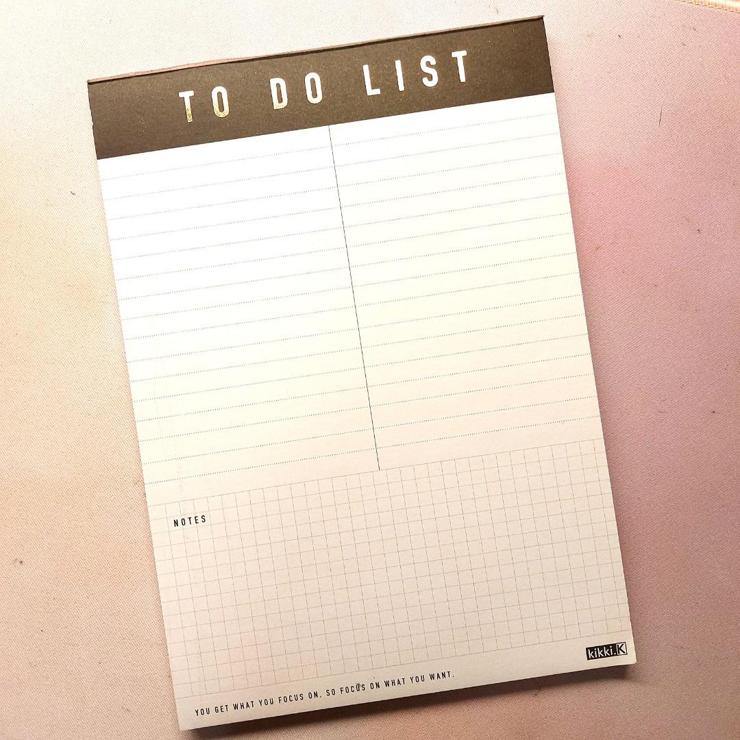 Kikki K Kikki K To Do List 待做清單待辦清單手帳journaling Study 學習家務household Shopping Life Organizing 整理簿紙待辦事務paper Notepad Note Pad 興趣及遊戲