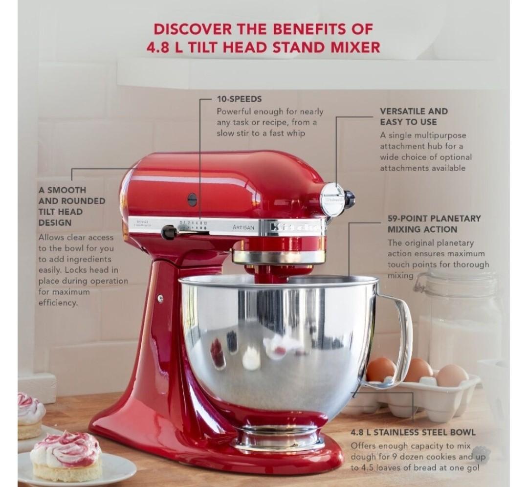 KitchenAid Artisan Stand Mixer 4.8L KSM125B, TV & Home Appliances