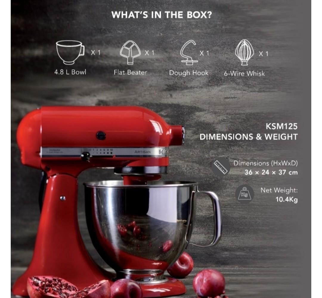 KitchenAid Artisan Stand Mixer 4.8L KSM125B, TV & Home Appliances