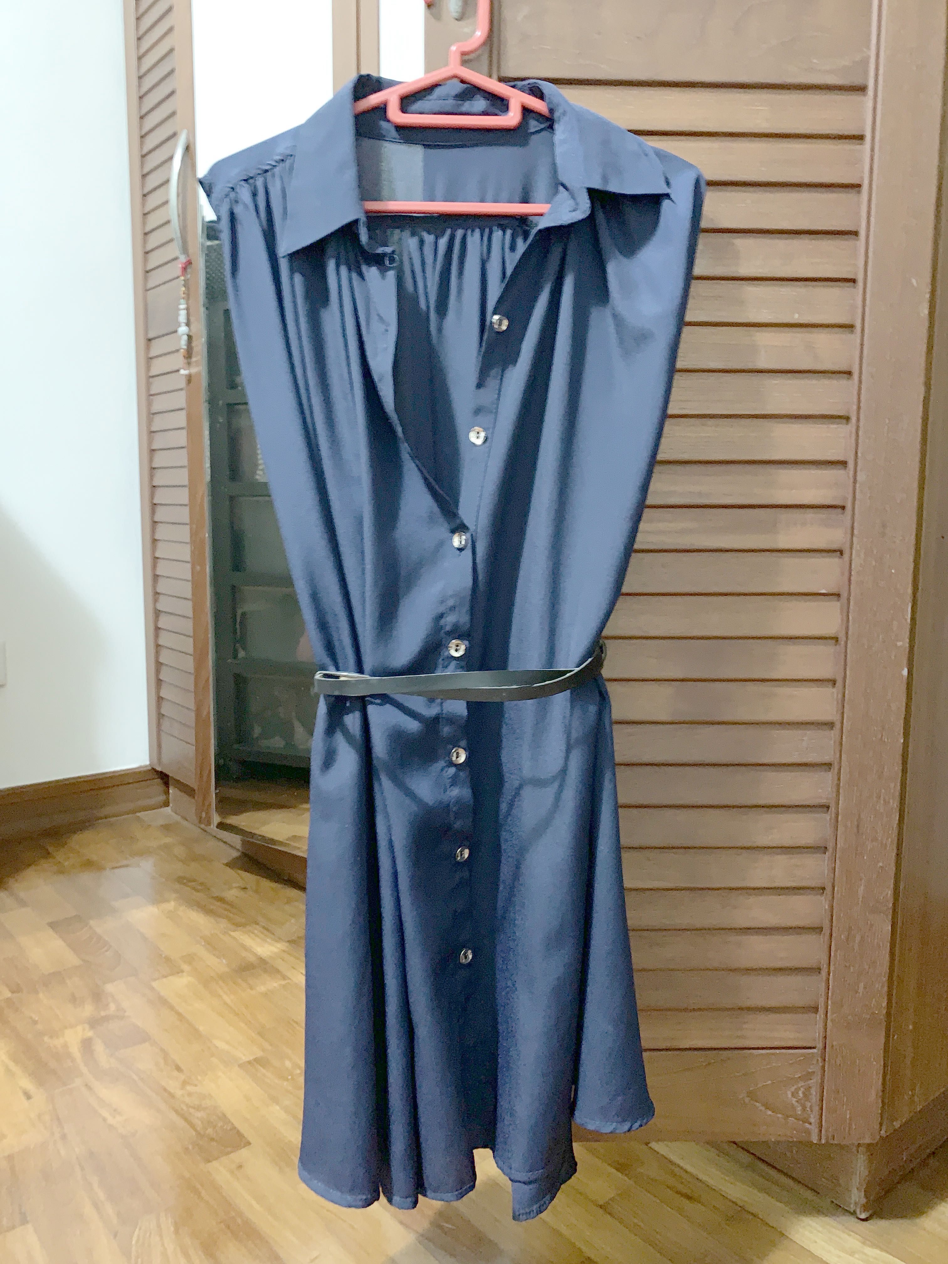 Navy Blue chiffon short Dress, Women's 