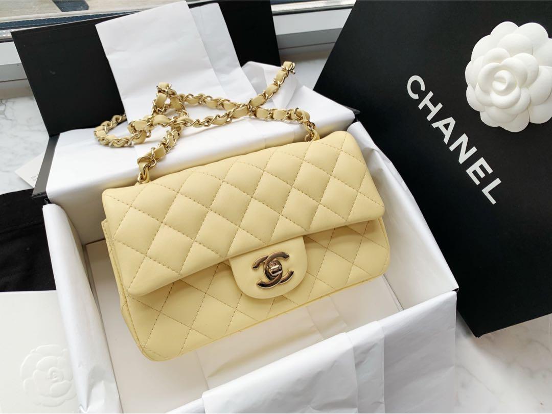 Newin! Chanel classic mini Rectangular yellow GHW