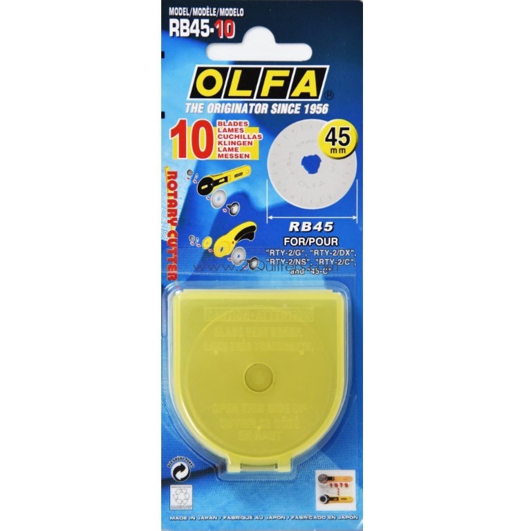 Lames Rotatives Olfa 45mm En Acier Tungstène - Lot De 2 - Fabriqué Au Japon