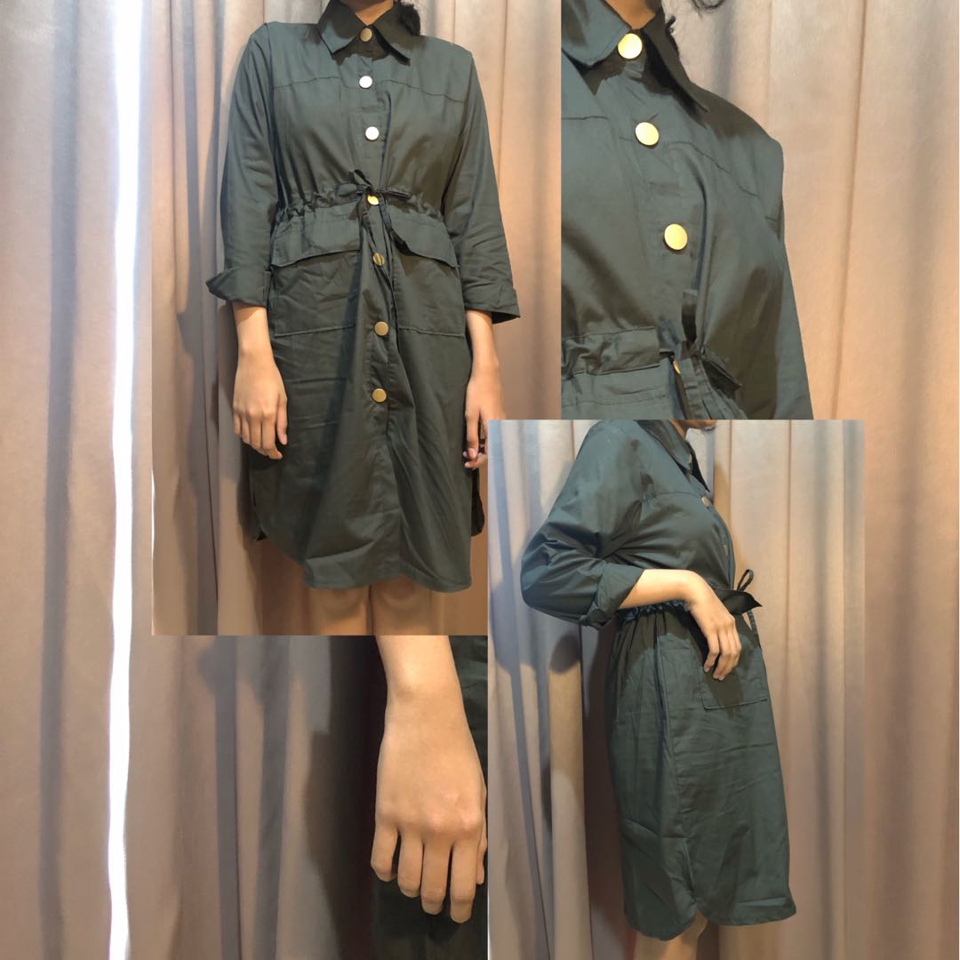 Outer Parka / Dress Parka Hitam, Fesyen 