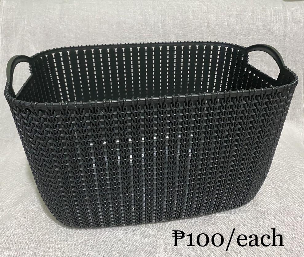 RATTAN PLASTIC STORAGE (Category: Storage Boxes & Baskets) located in Quezon City. Submitted by kylnmsj (Listing ID 1142383017, Image 2). Description: ‼️RATTAN PLASTIC BASKET ORGANIZER‼️ ‼️for only 100 pesos each‼️ ‼️Color BLACK only‼️ ‼️Size: 27X39X20cm‼️ .