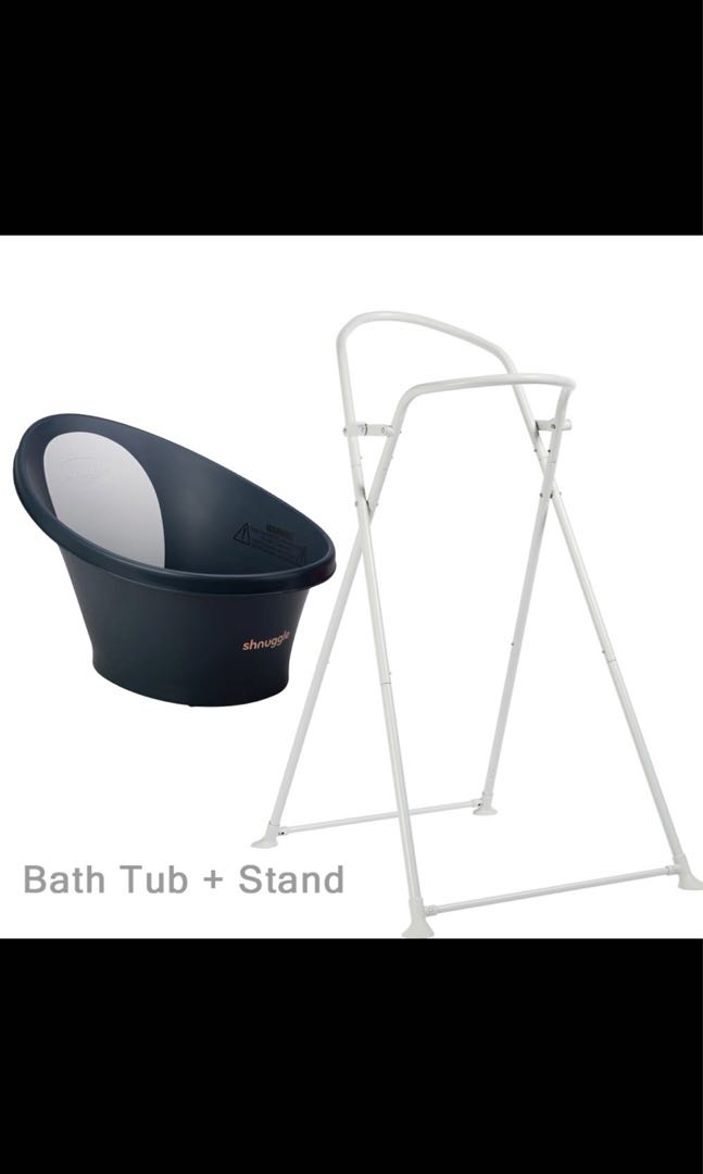Shnuggle Bath Tub & Stand (Navy + Rose Gold), Babies & Kids, Bathing