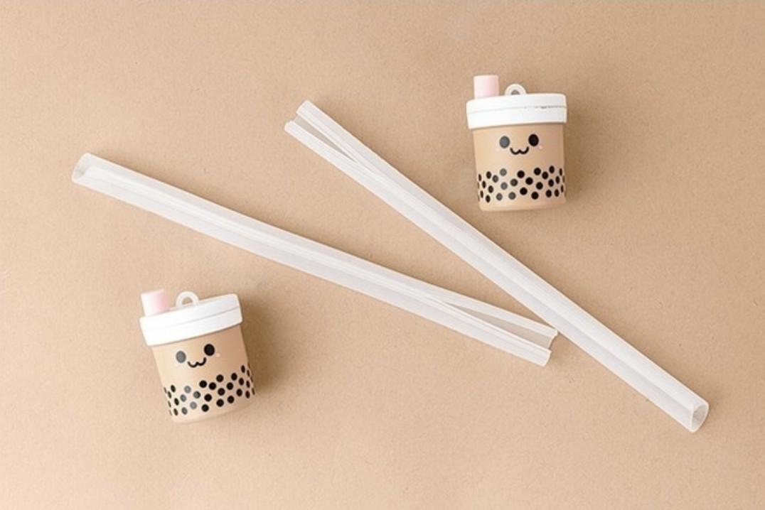 Small Cute Silicone Reusable Bubble Tea Boba Straw, Furniture & Home ...