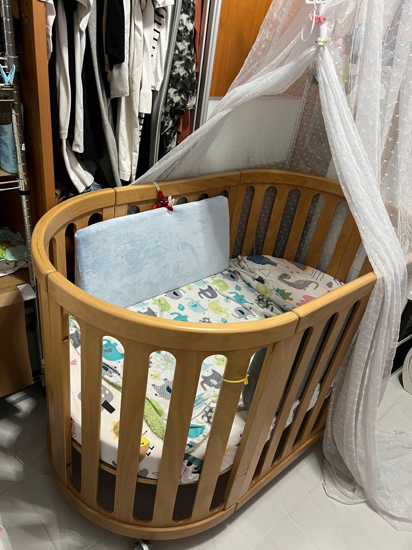 Solid wood oval baby cot, Babies & Kids, Baby Nursery & Kids Furniture