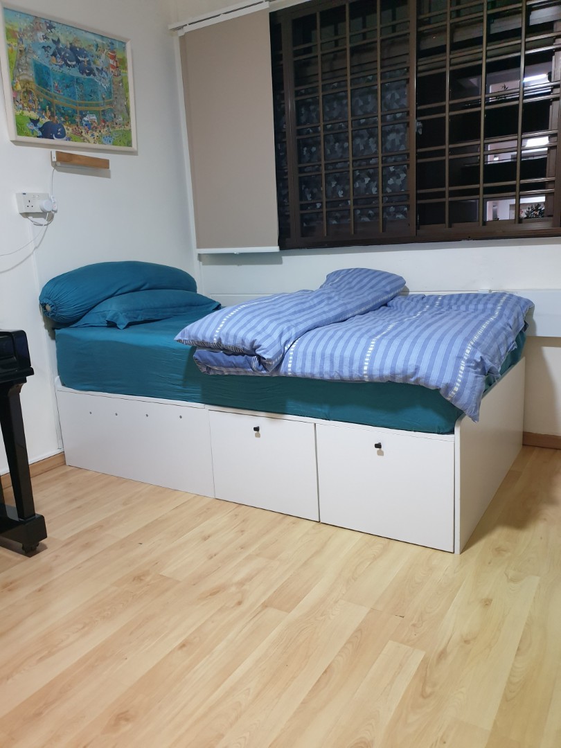 Storage bed frame (Super Single), Furniture & Home Living, Furniture