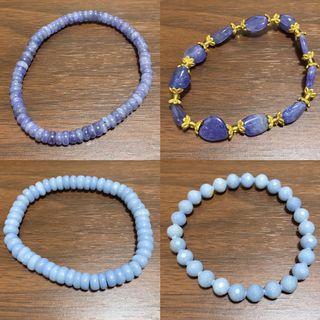 Tanzanite & Angelite Crystal/Stone Bracelet Bundle