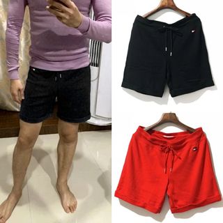 Tommy Hilfiger男裝黑色紅色毛圈logo刺繡休閒舒適運動瑜伽休閒短褲TH men's black red sports shorts A&F Abercrombie & Fitch AF Hollister HCO AEO64237341559427110