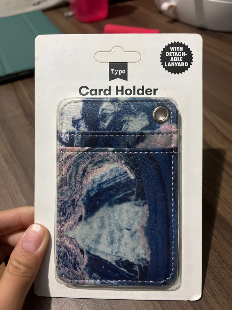 Typo card holder with detachable lanyard, Women's Fashion, Bags