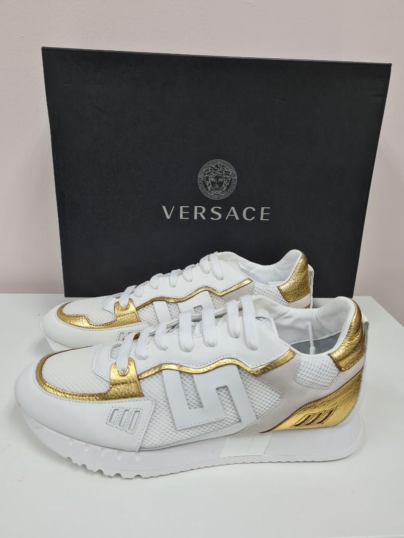 White and cheap gold versace sneakers