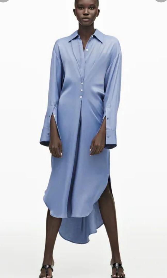 ZARA Satin Shirt Dress