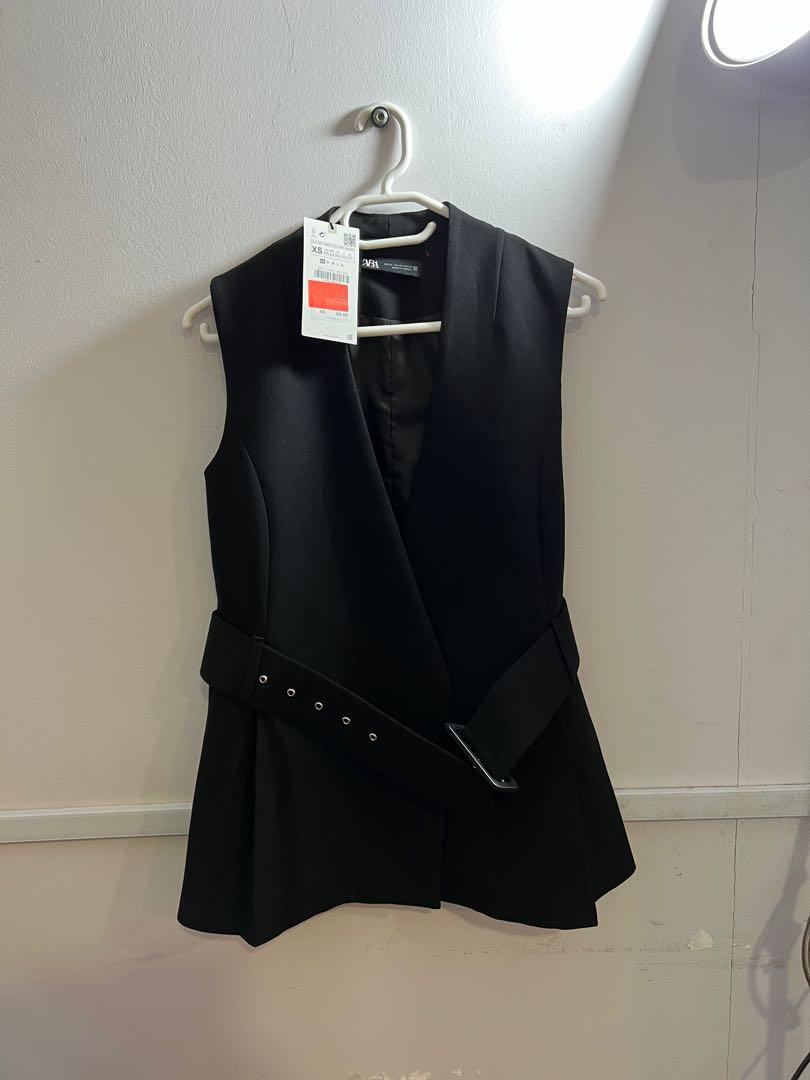 Zara women s waistcoat with belt vest jacket blazer