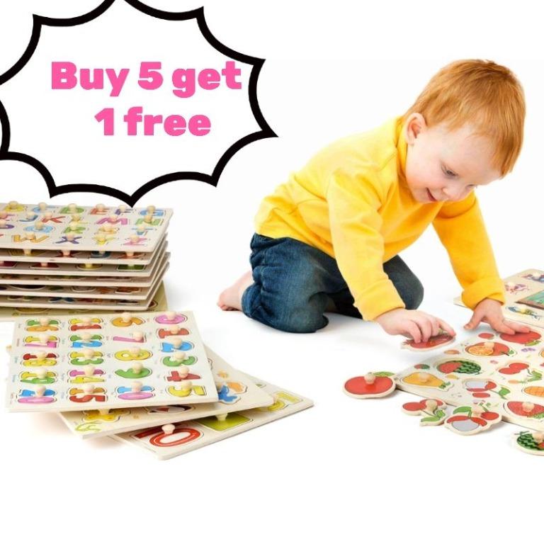 3D Wooden Peg Puzzle with Knob Educational Wood Pegboard Jigsaw Preschool Learning Toys, Hobbies