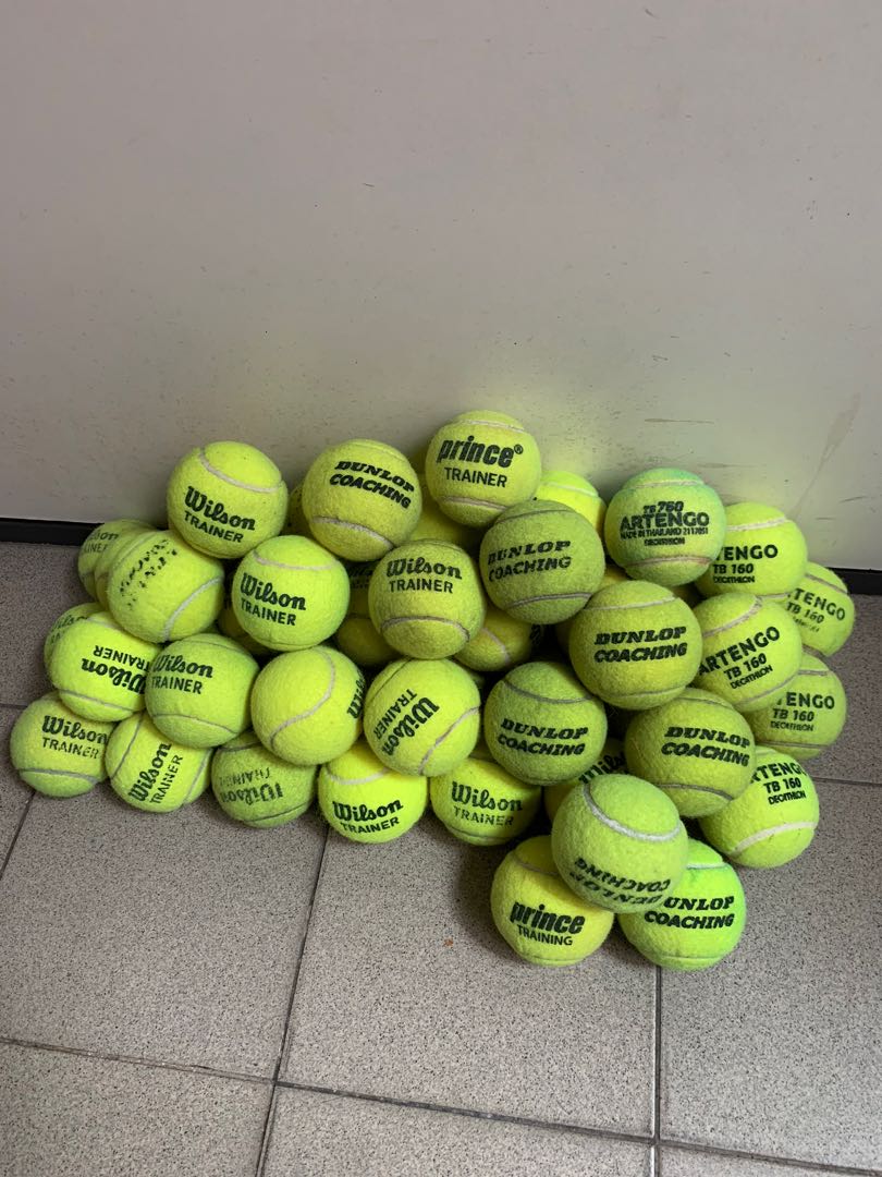 50 Trainer Tennis Balls (Wilson 35+others 15), Sports Equipment, Sports