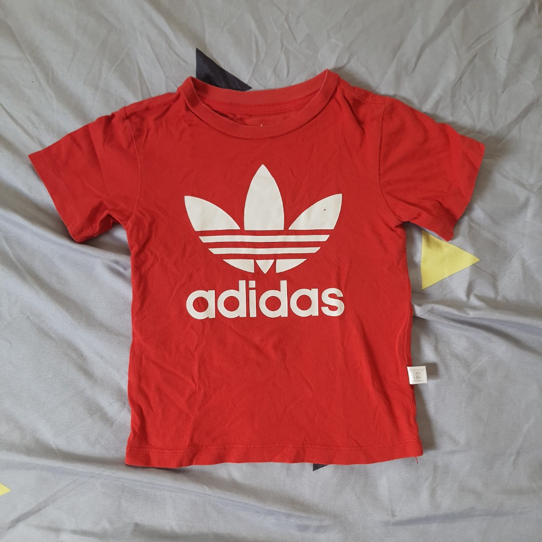 Adidas shirt trefoil in red, Babies & Kids, Babies & Kids Fashion on ...
