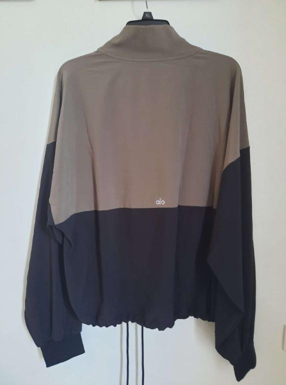 Alo Yoga City Girl Track Pullover Olive Branch Black Size M