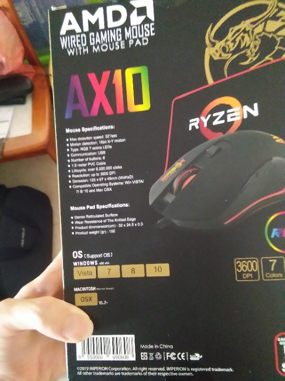AMD wired gaming mouse with mouse pad, Computers & Tech, Parts ...
