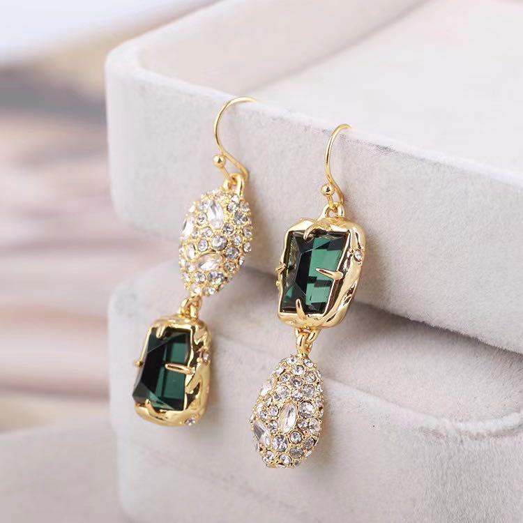 Alexis bittar Asymmetrical fashion earrings with diamond green