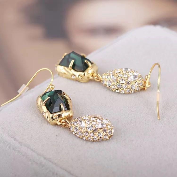 Alexis bittar Asymmetrical fashion earrings with diamond green irregular gemstones Women s Fashion Jewelry Organisers Earrings on Carousell