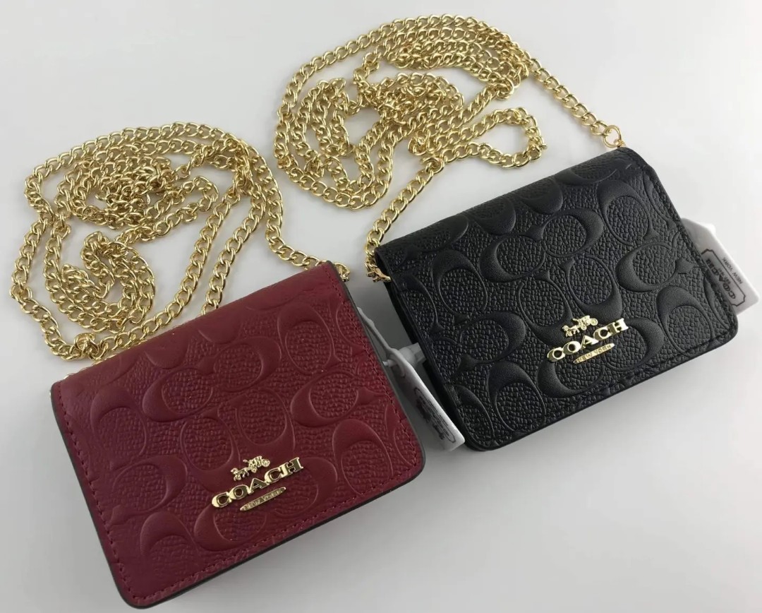 Coach Mini Wallet On A Chain In Signature Canvas