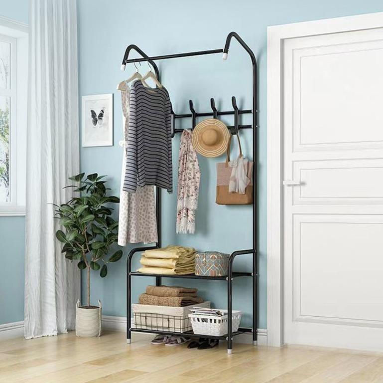 FREE DELIVERY E Shape Multifunctional Coat Rack Shoe Rack Clothes