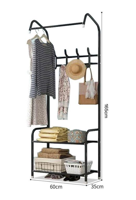 [FREE DELIVERY] E Shape Multifunctional Coat Rack Shoe Rack Clothes