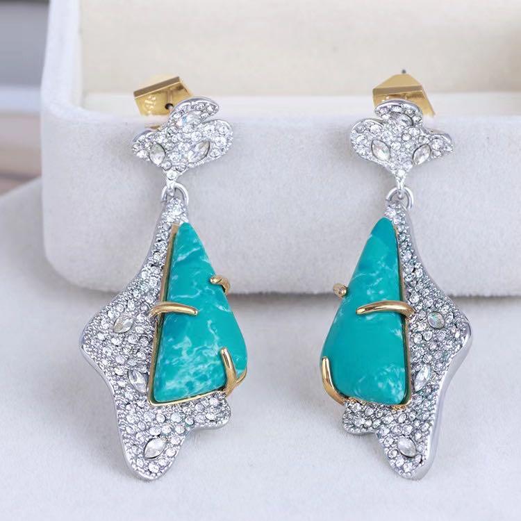Alexis bittar Fashion luxury turquoise rhinestoned leaf shaped