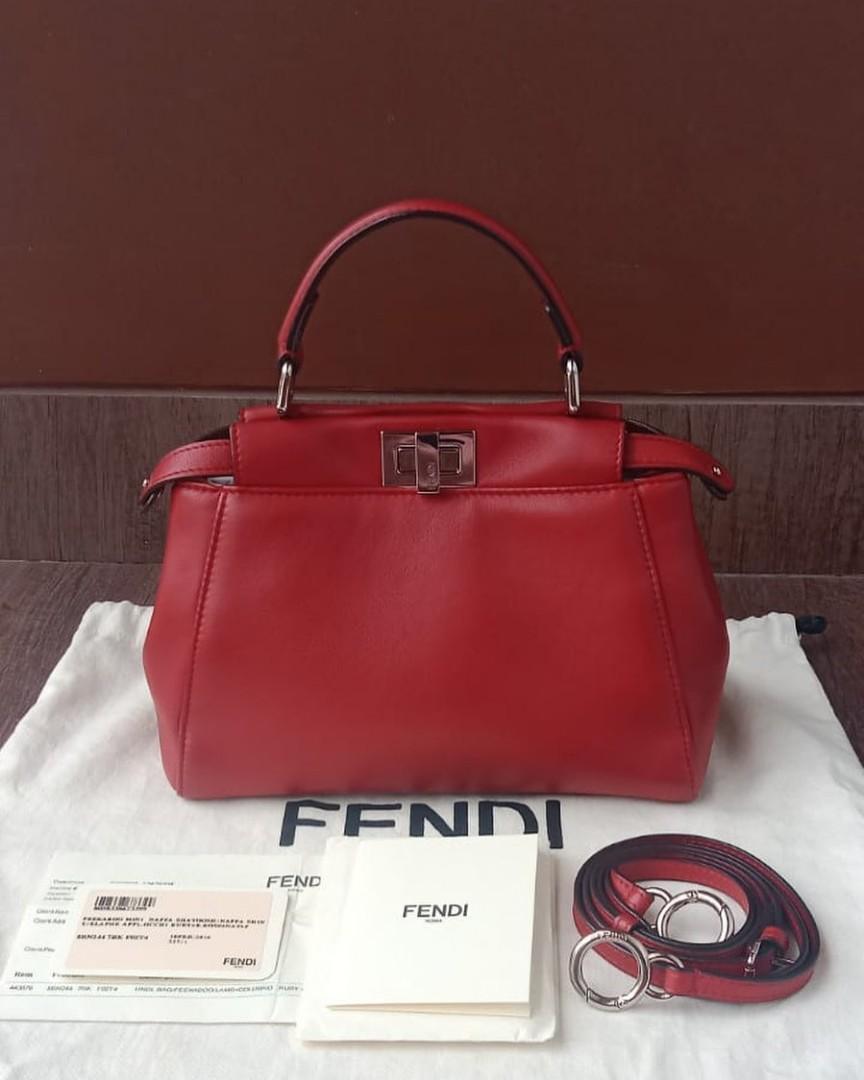 Red fendi chubbier peekaboo bag
