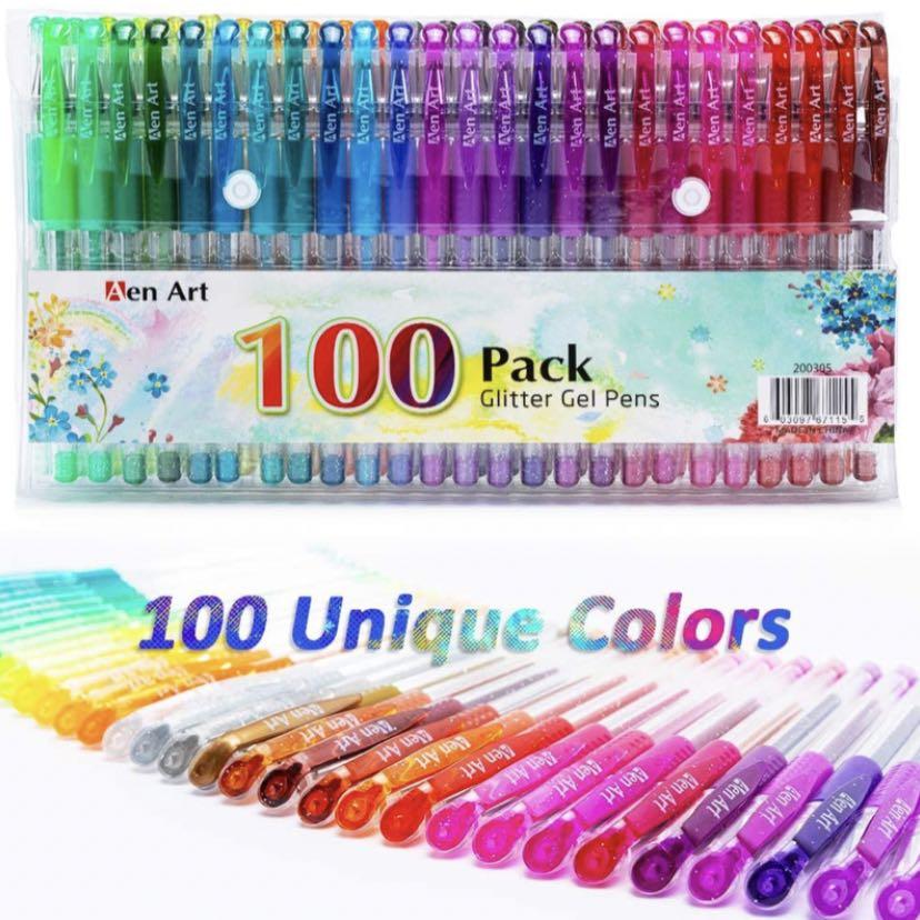 Glitter Gel Pens, 100 Color Glitter Pen Set for Making Cards, 30 More