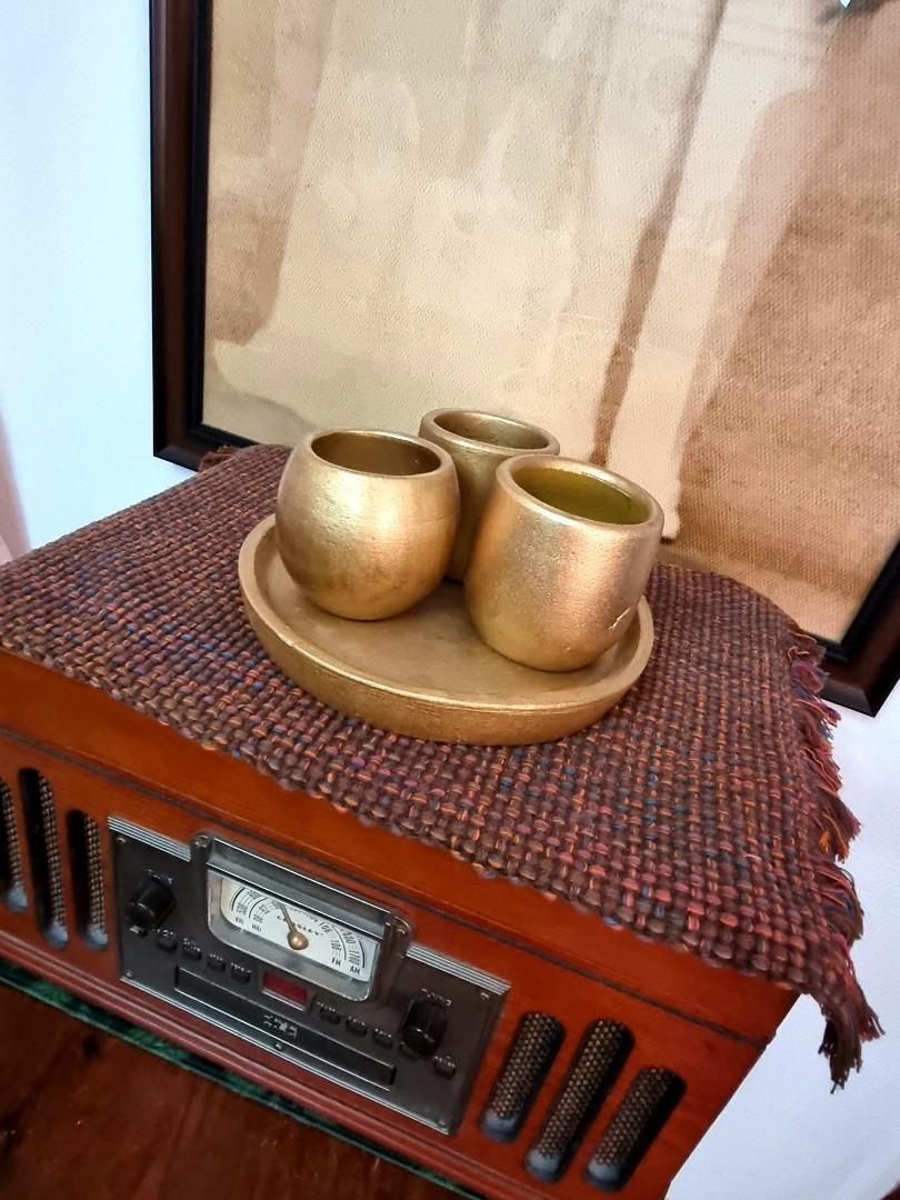 Golden Prosperity Pots, Set of 4, Furniture & Home Living, Home Decor