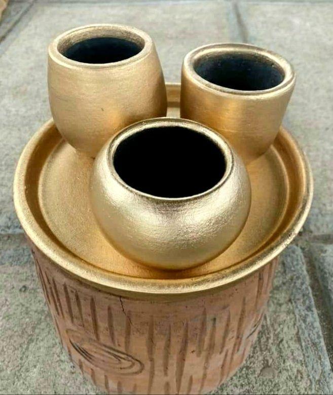 Golden Prosperity Pots, Set of 4, Furniture & Home Living, Home Decor