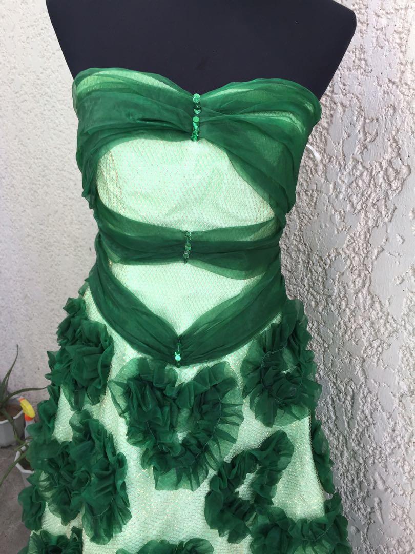 Green Mesh Gown, Women's Fashion, Dresses & Sets, Evening dresses ...