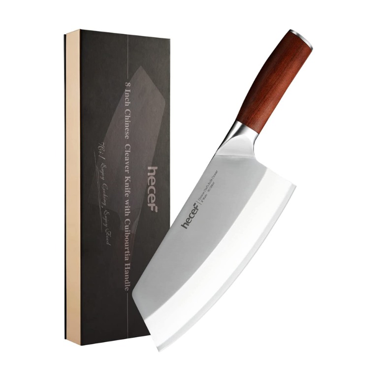 hecef 8Inch Chinese Cleaver Kitchen Knife, Vegetable Meat Cleaver Chef