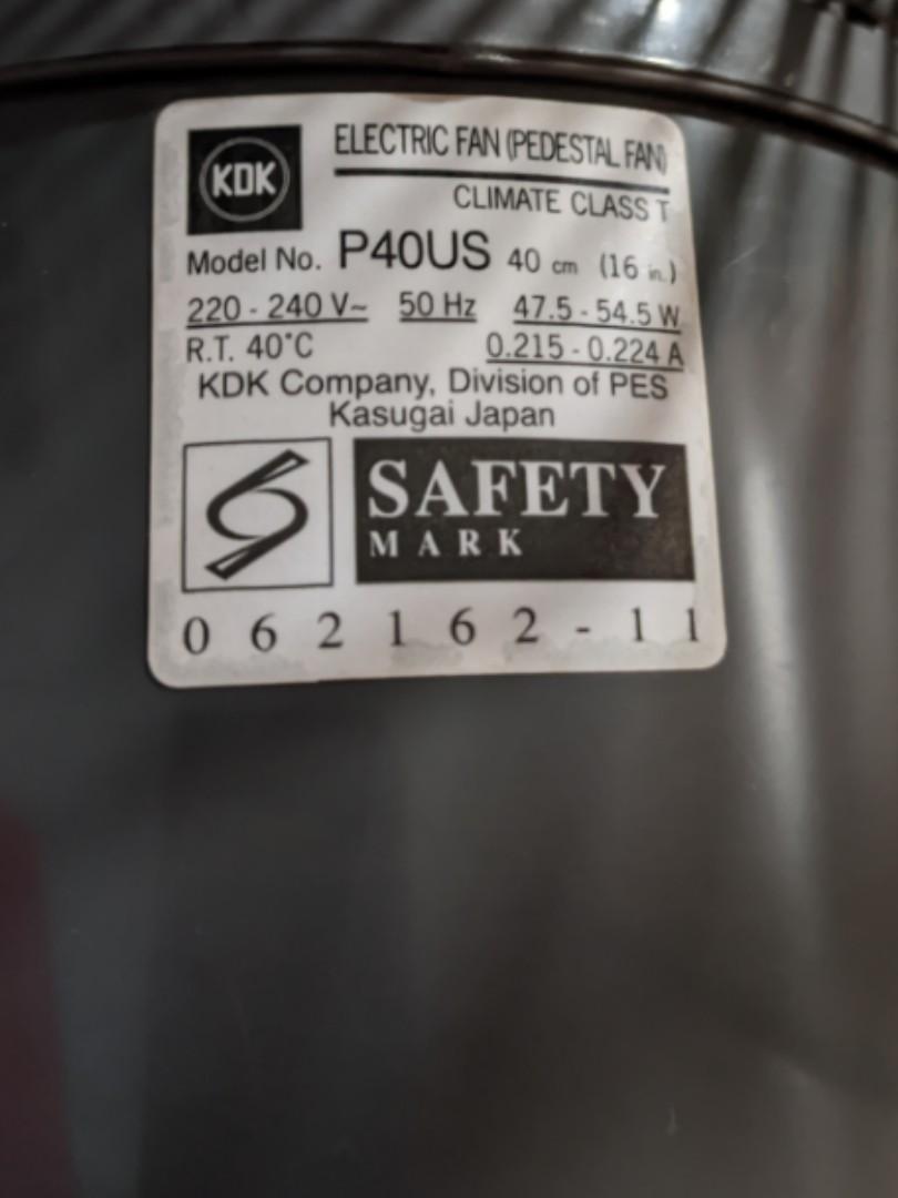 KDK P40US Stand Fan (Gold), Furniture & Home Living, Lighting & Fans