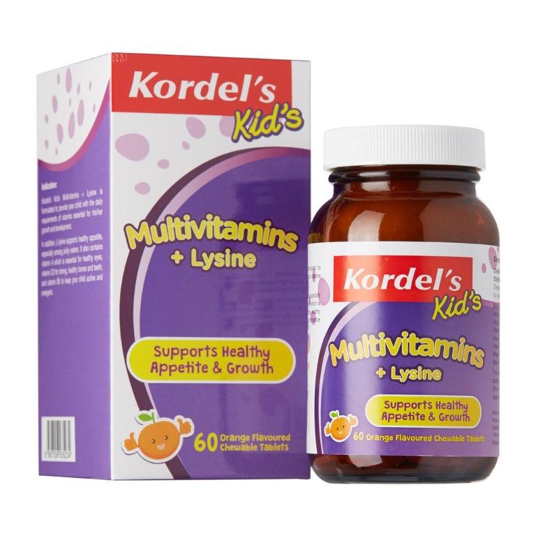 Kordel's Kid's Multivitamins + Lysine 60 Chewable Tablets, Health