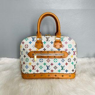 Louis Vuitton White Brown Multicolor Alma Leather Bag